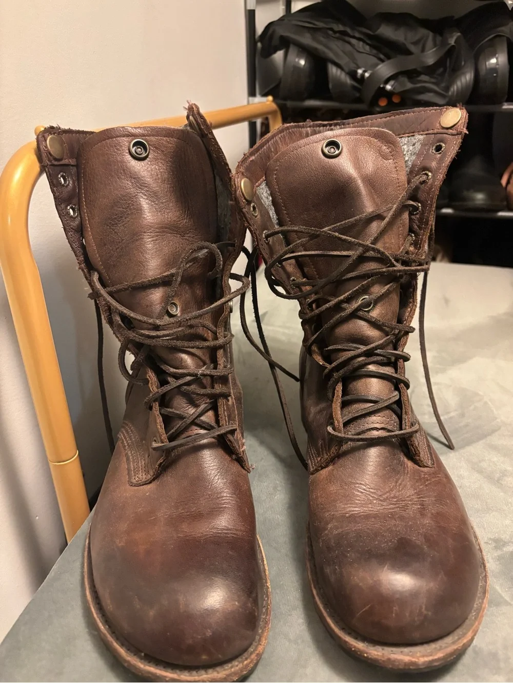 Men's Brown Leather Lace-Up Work Boots